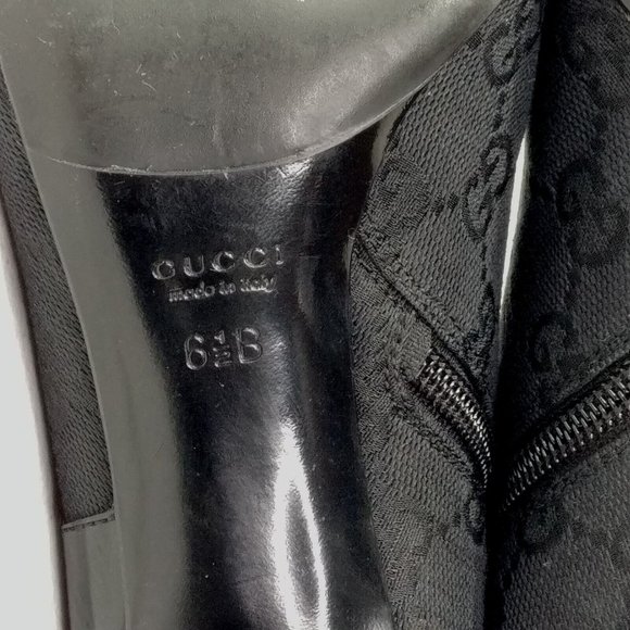 Gucci GG Canvas Monogram Black Ankle Booties D Ring Stiletto Pointed Toe… - Picture 10 of 12
